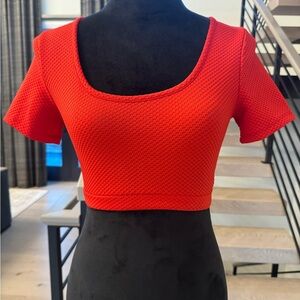 New Vibrant Red Women's Textured Crop Top size XS